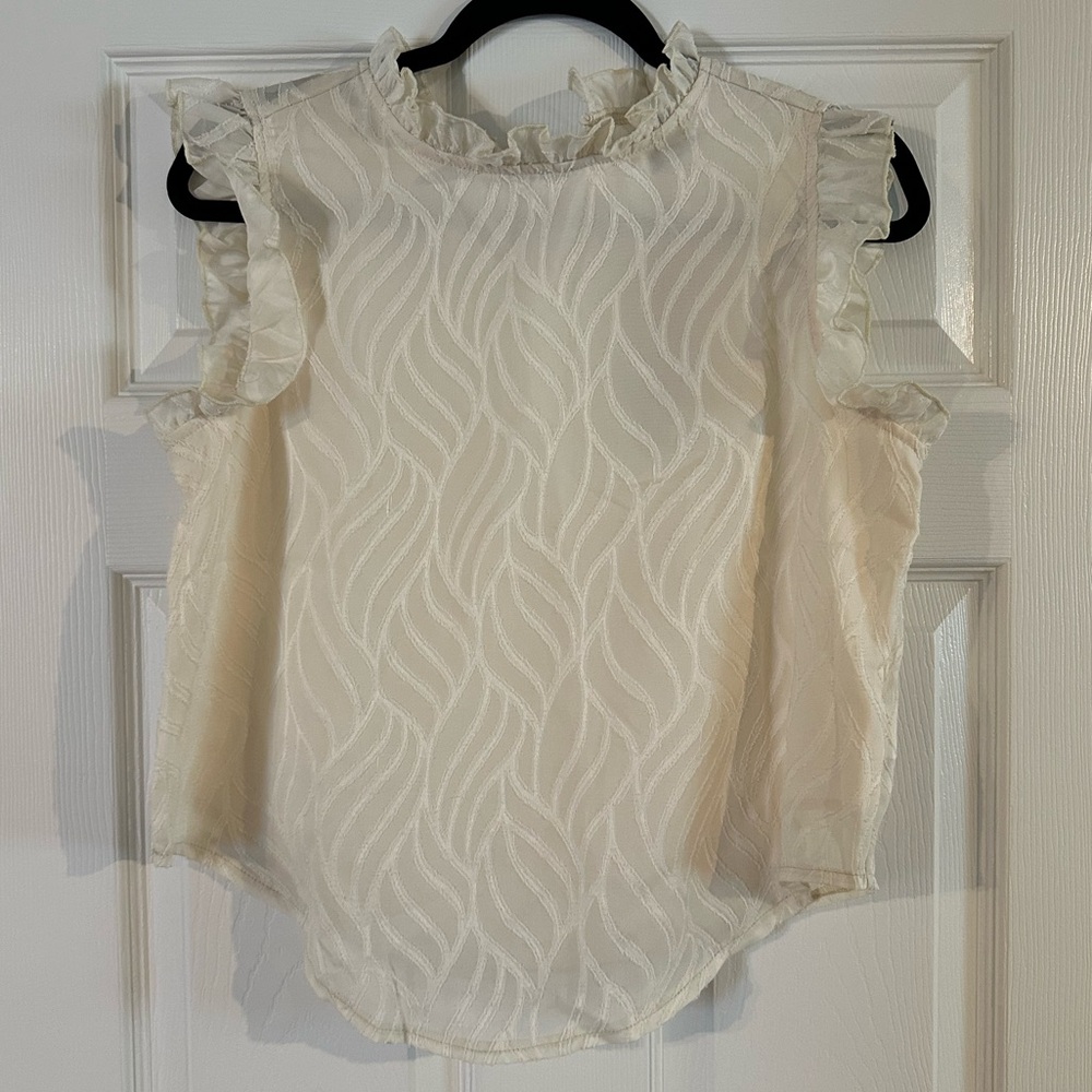 Chic Cream Ruffle Sleeve Blouse